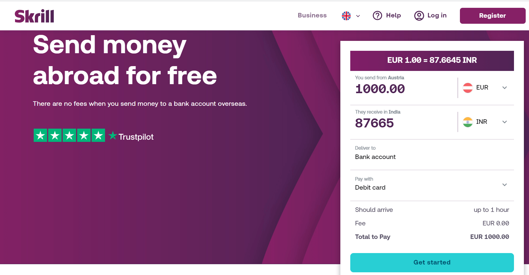 Skrill home page