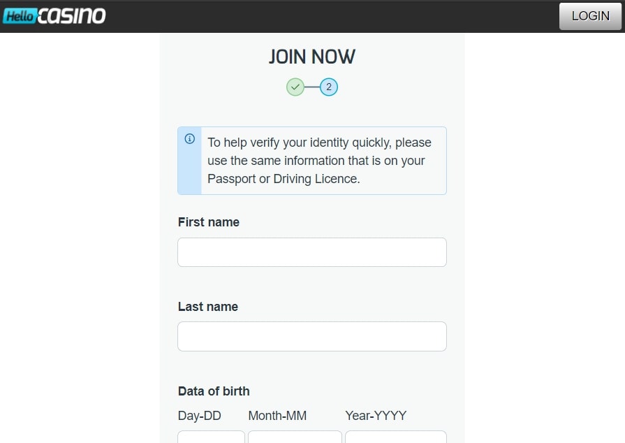 Hello Casino Signup