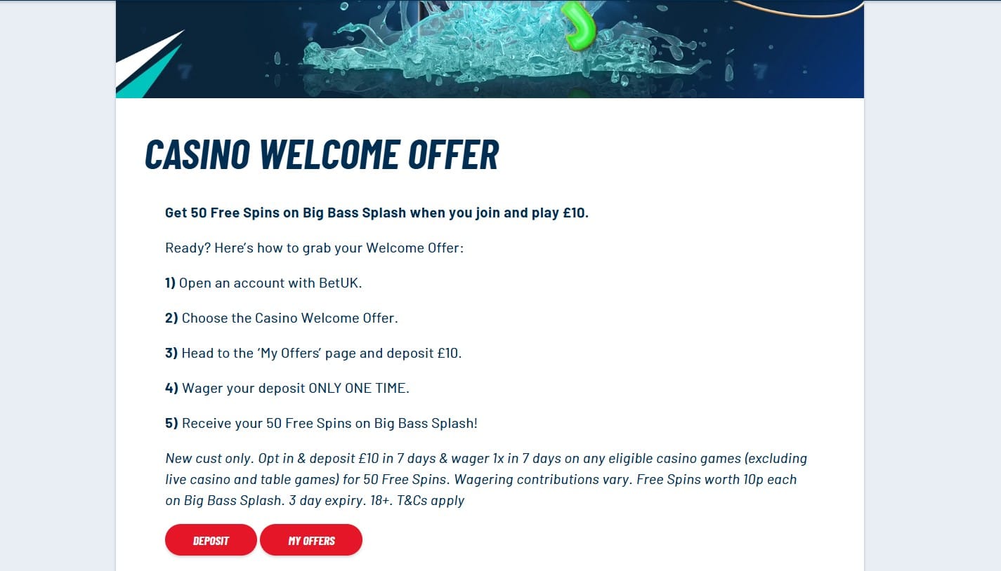 Bonus Claim Button at BetUK