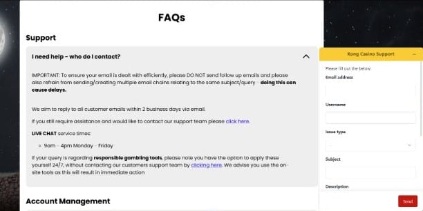 Kong Casino FAQs