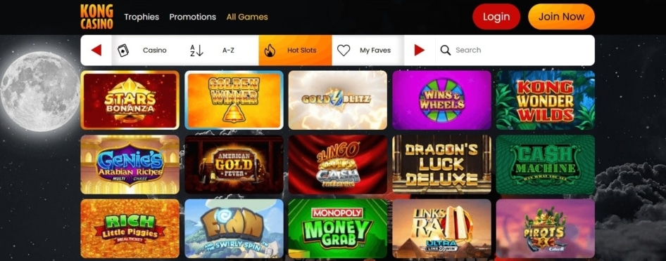 Kong Casino Selection and Game features