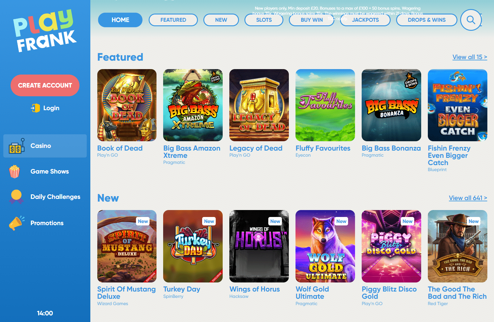 The PLayFrank homepage