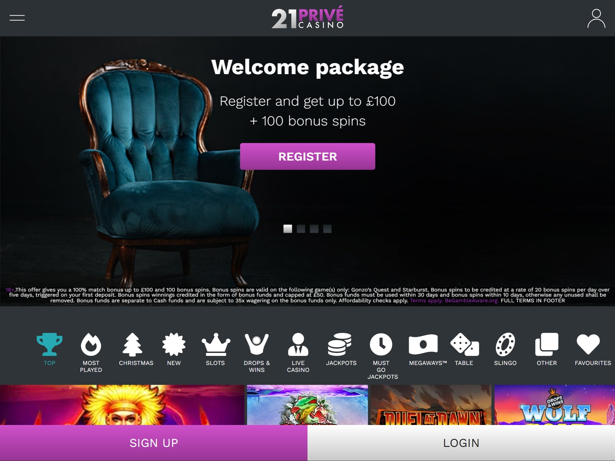 21Prive Casino UK Website