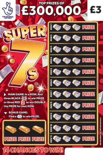 Sample of an uncut lottery ticket Super 7s