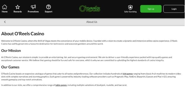 Oreels info card