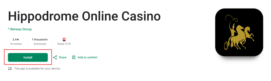 Hippodrome Casino App Download Button