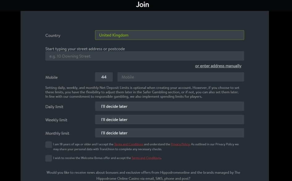 Hippodrome Casino KYC Details