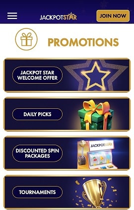Jackpot Star Casino Mobile Bonuses β Welcome FS, Prize Twister, Tournaments, and More