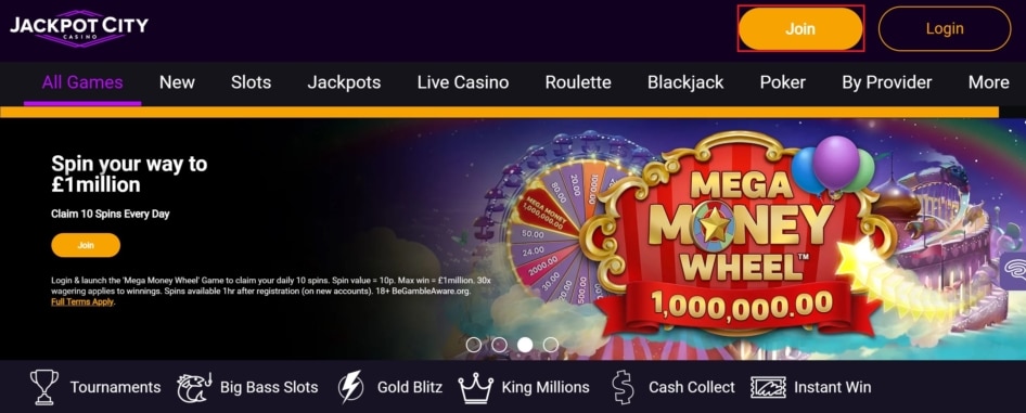 JackpotCity Registration Button