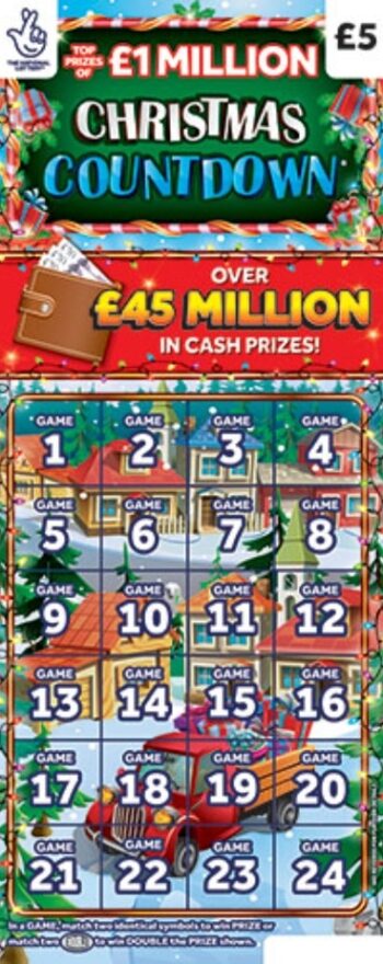Sample of an uncut lottery ticket Christmas Countdown