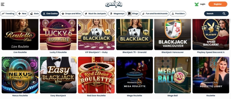 Casiku BlackJack and roulette games