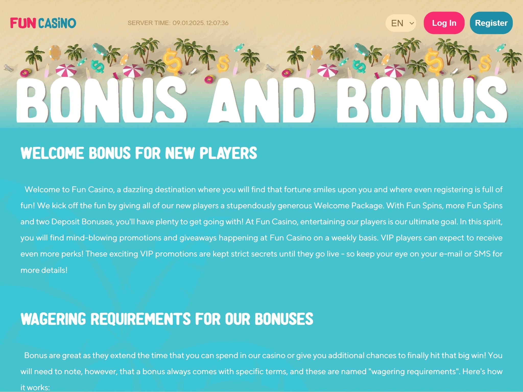 Fun Casino Bonus Page