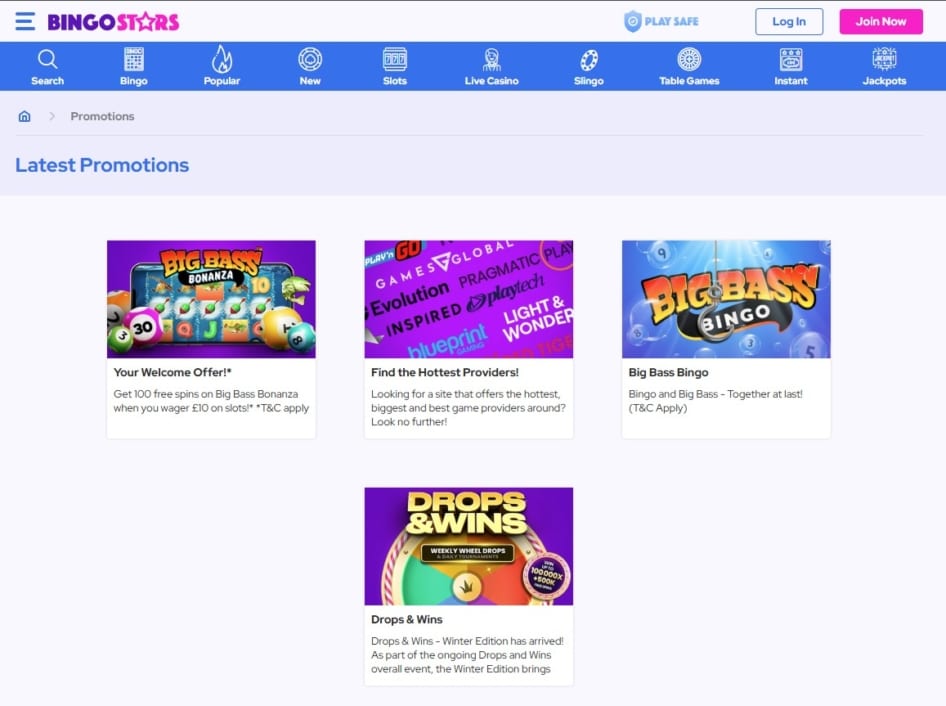 Bingo Stars Promo page
