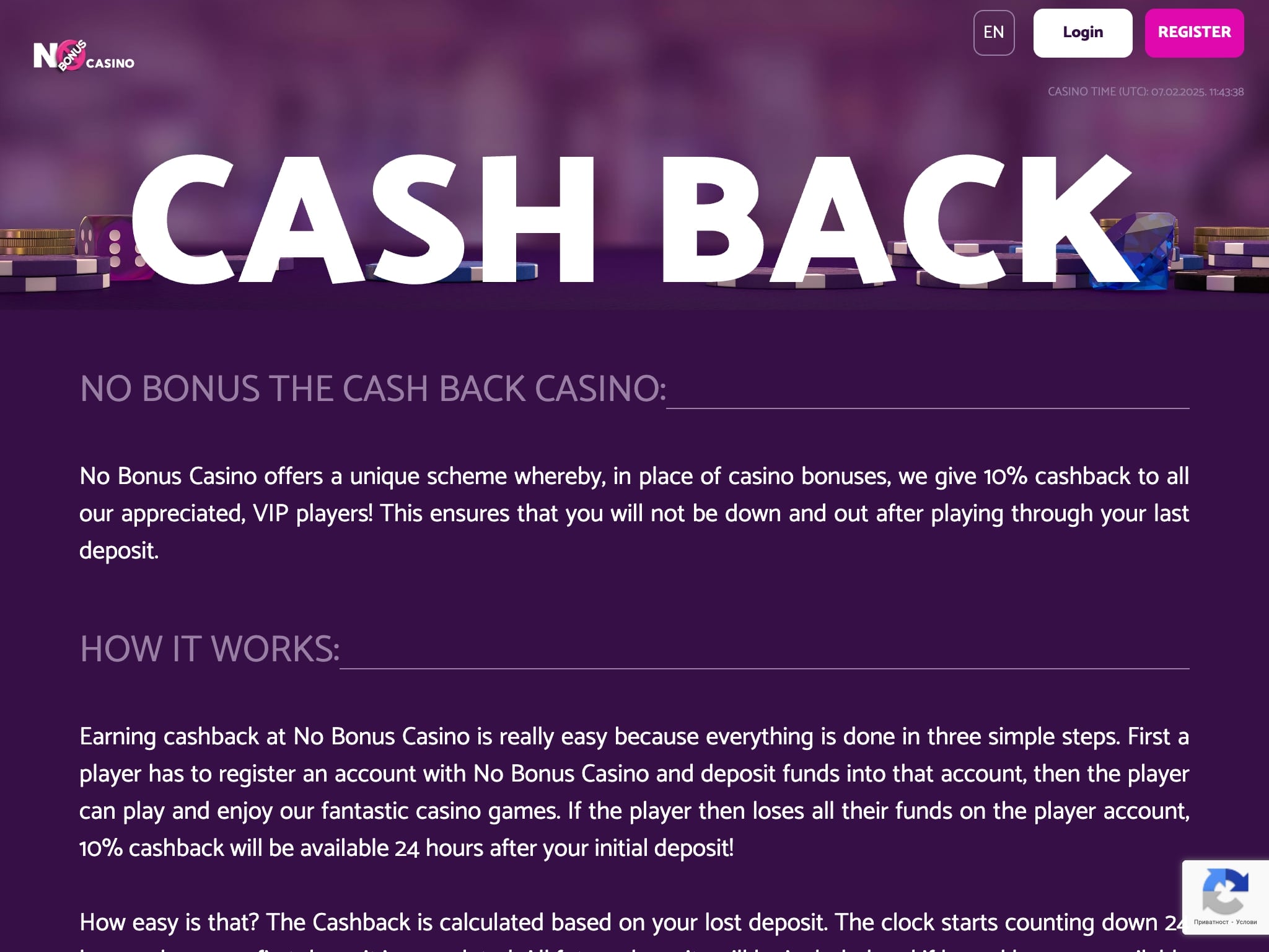 No Bonus Casino Cashback