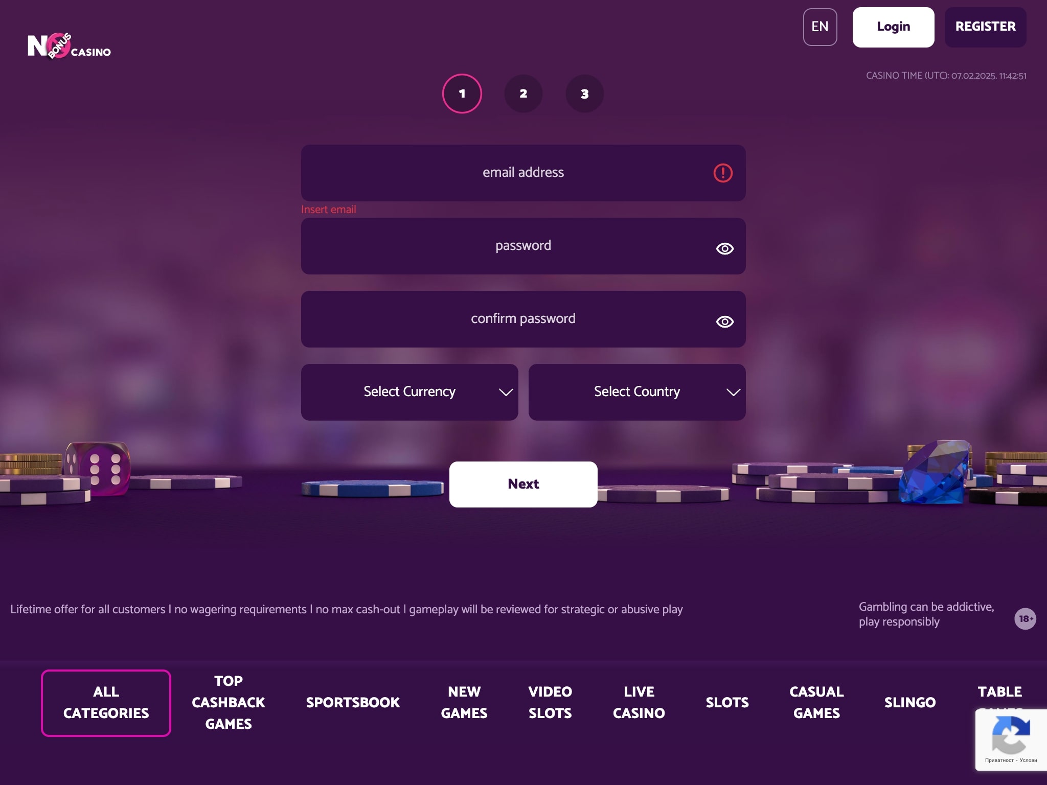 No Bonus Casino Signup