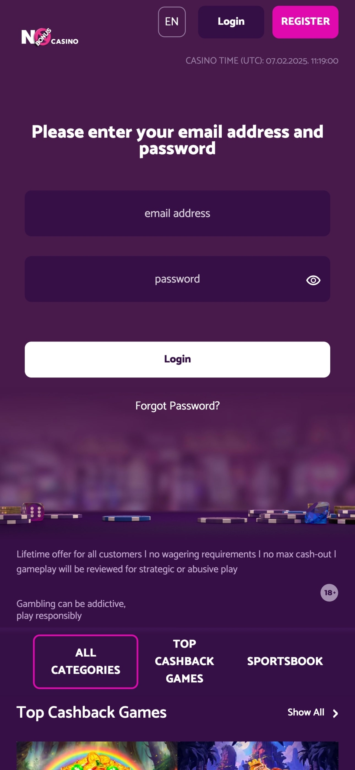 No Bonus Mobile Casino Login