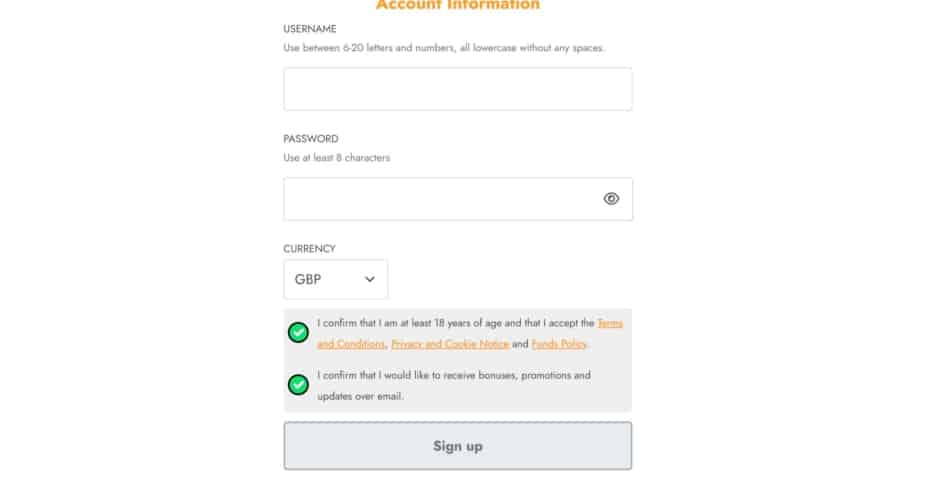 Casimba Casino Account Verification Page
