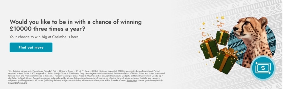 Casimba Casino Major Prize Draws