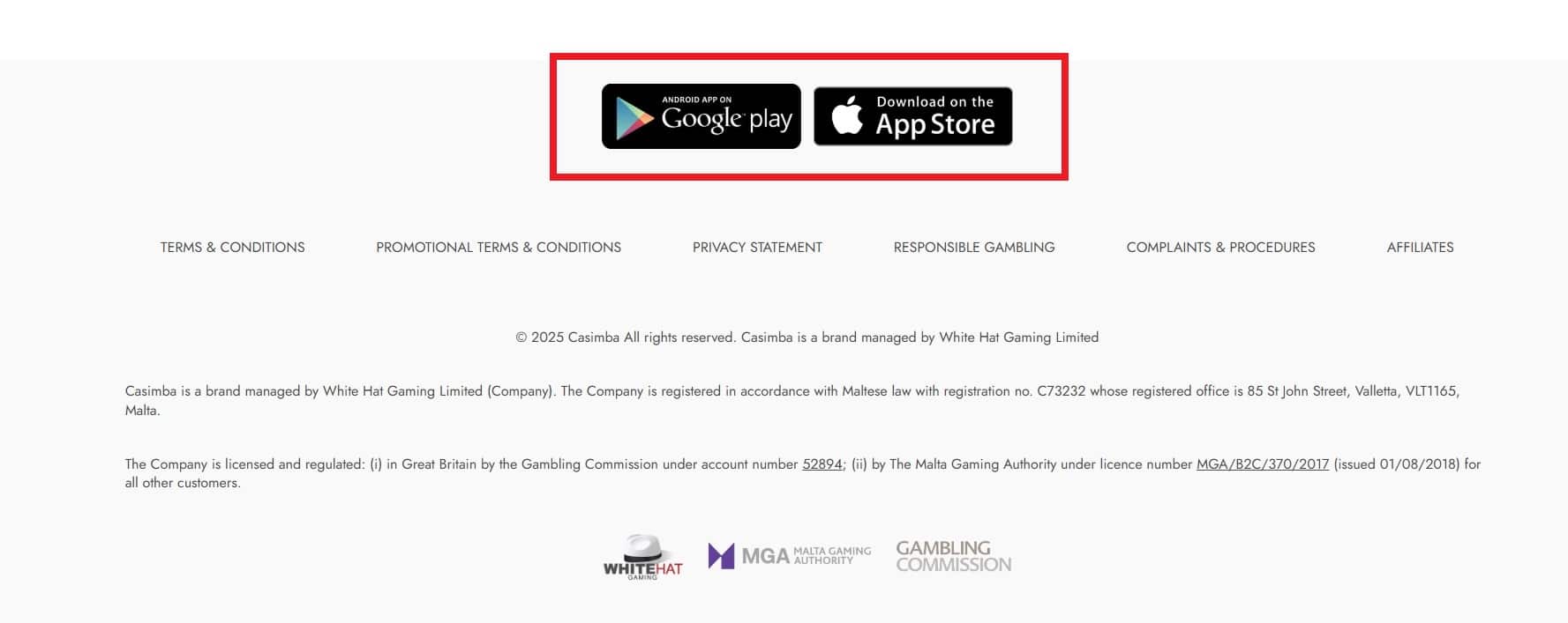 Casimba Casino App Download Links