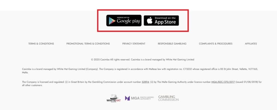 Casimba Casino Mobile App Download Links