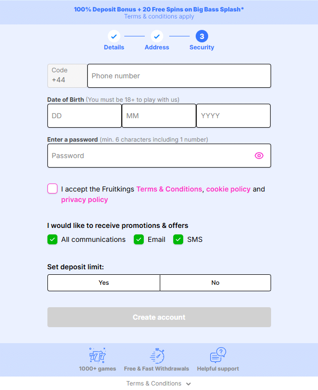 three-part registration form