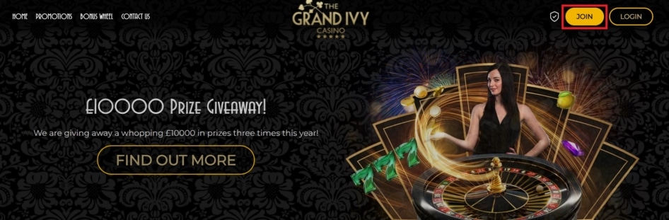 Sign Up Button at The Grand Ivy Casino