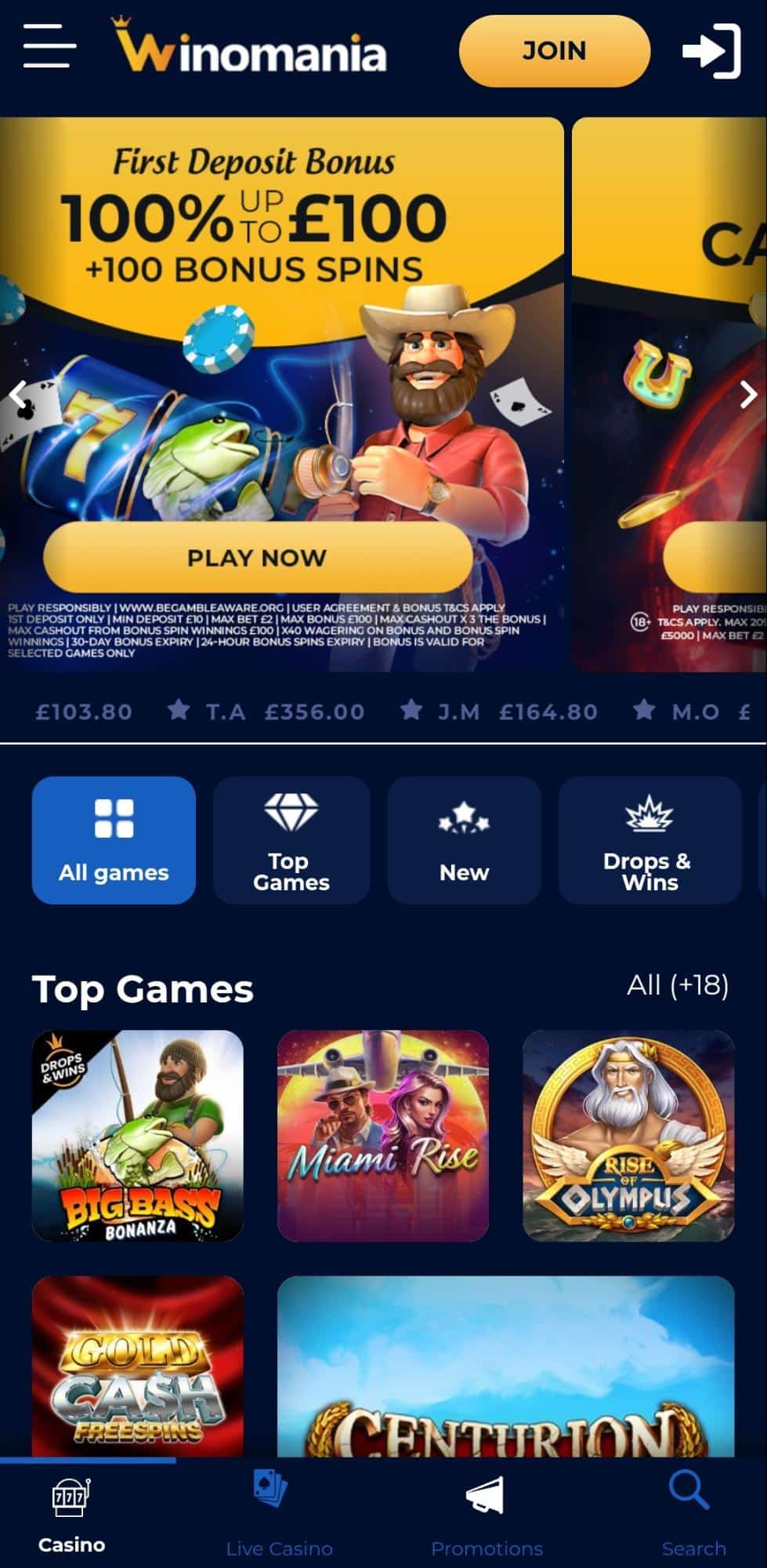 Winomania Mobile Casino
