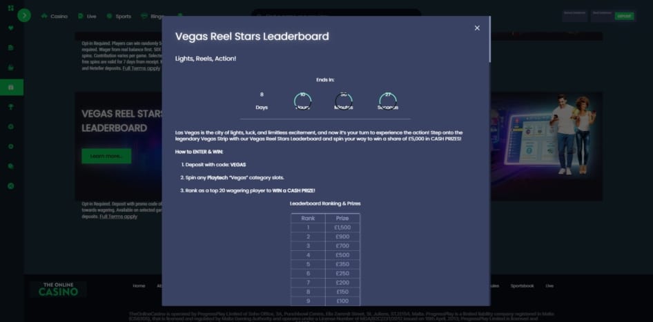 The Online Casino tournament