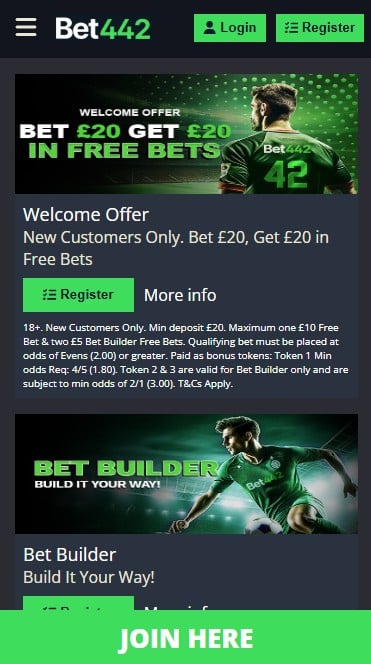 Bet442 Welcome bonus Mobile App