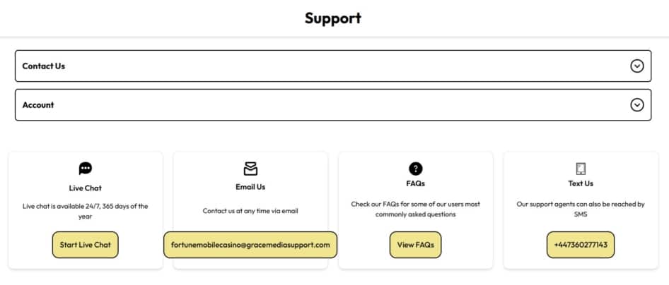 Fortune Mobile Customer Support