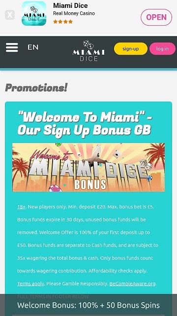 Mobile App Download Button at Miami Dice