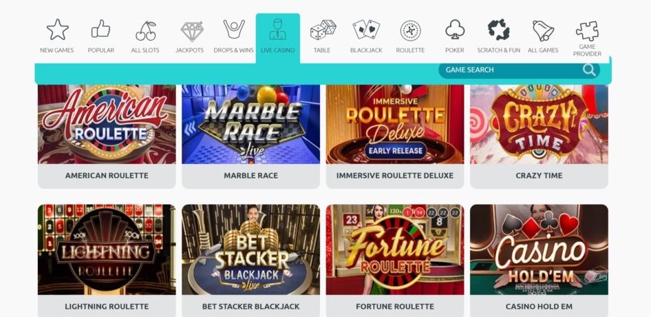 Live casino games at Miami Dice