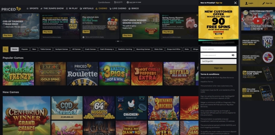 Priced Up Welcome Bonus 2026