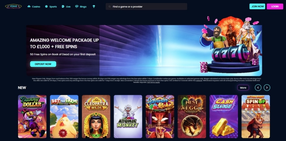 Vegas Mobile Homepage