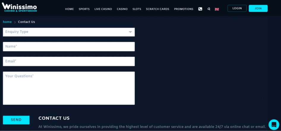 Winissimo Customer support