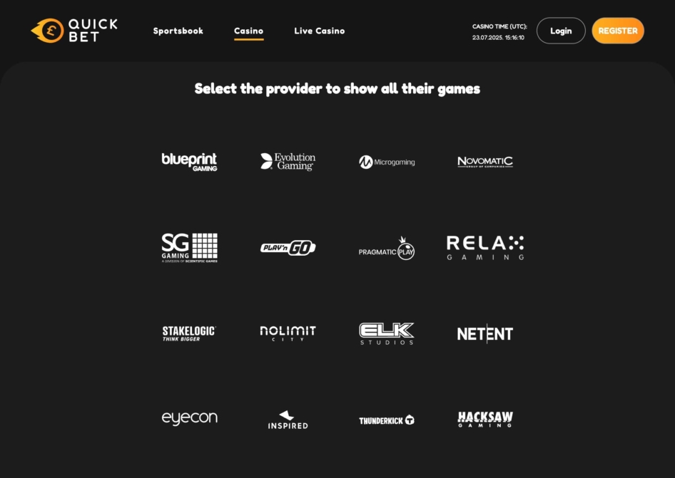 Quickbet Casino Providers