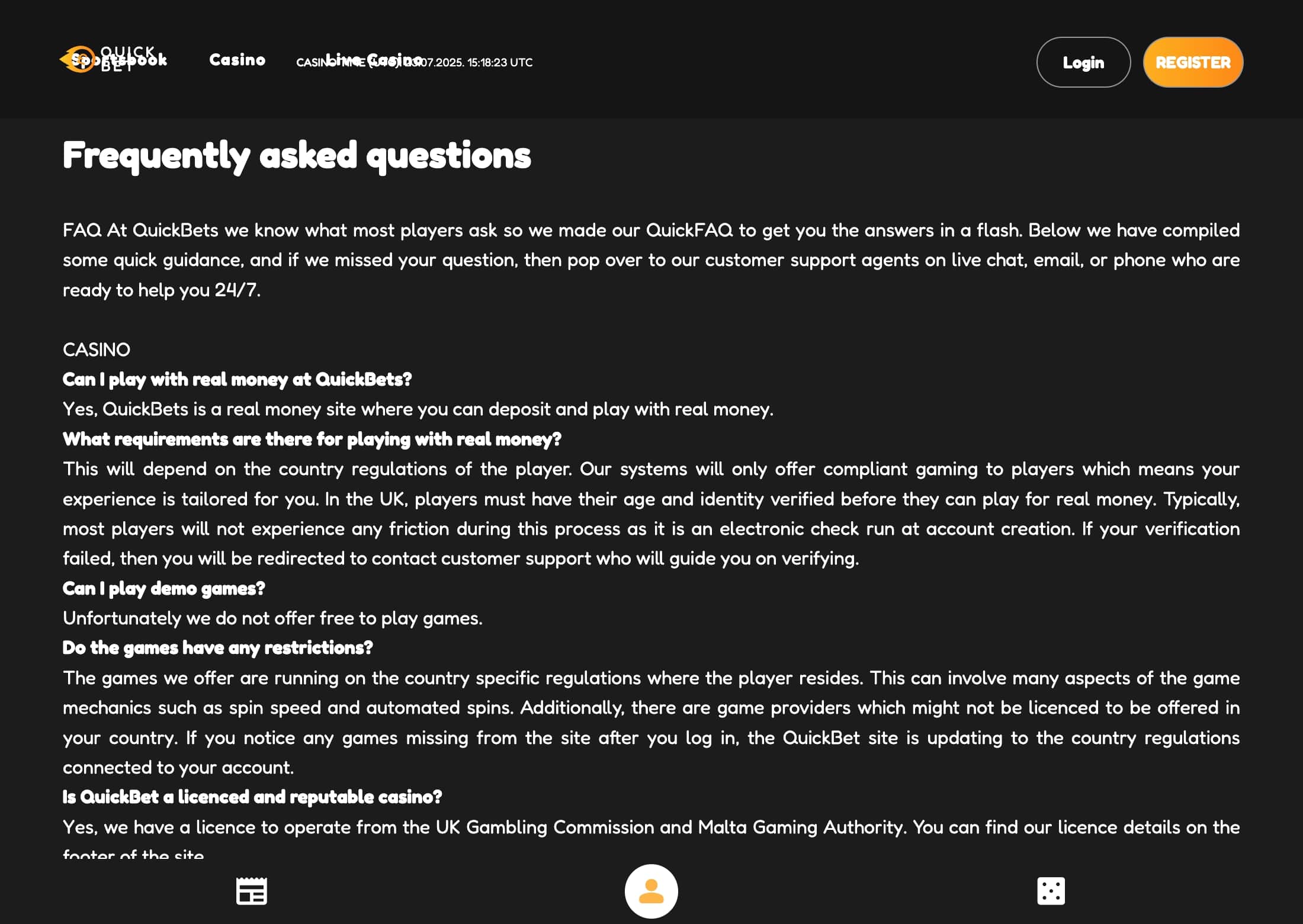 Quickbet Casino Support