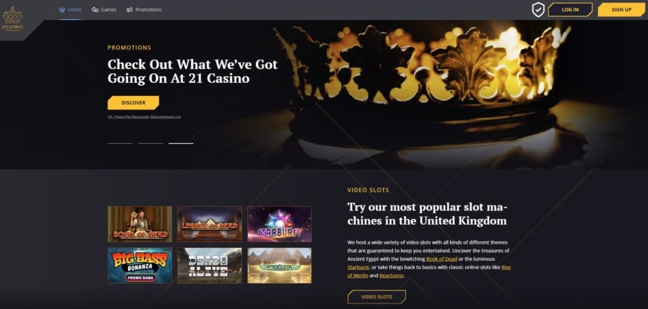 21 Casino Homepage