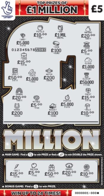Sample of a cut scratch card £1 Million