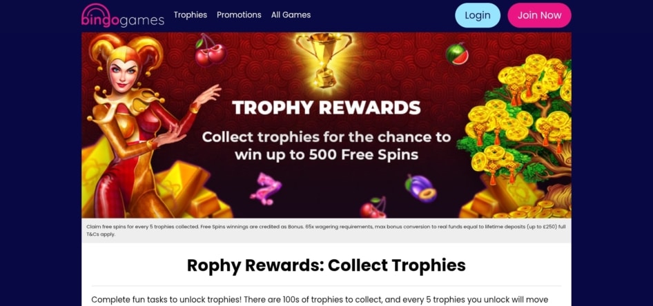 Bingo Games Trophy Rewards