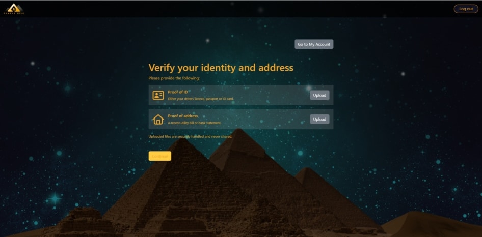 The Temple Nile KYC page