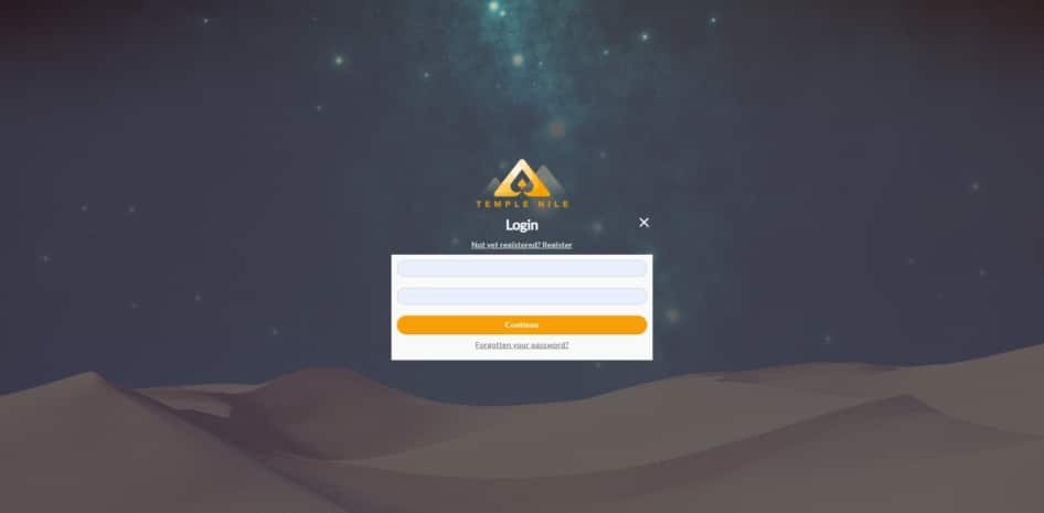 Temple Nile login page