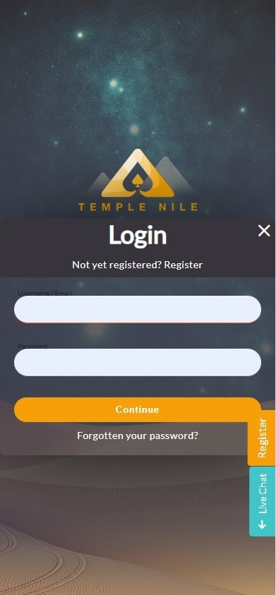 Temple Nile mobile site login