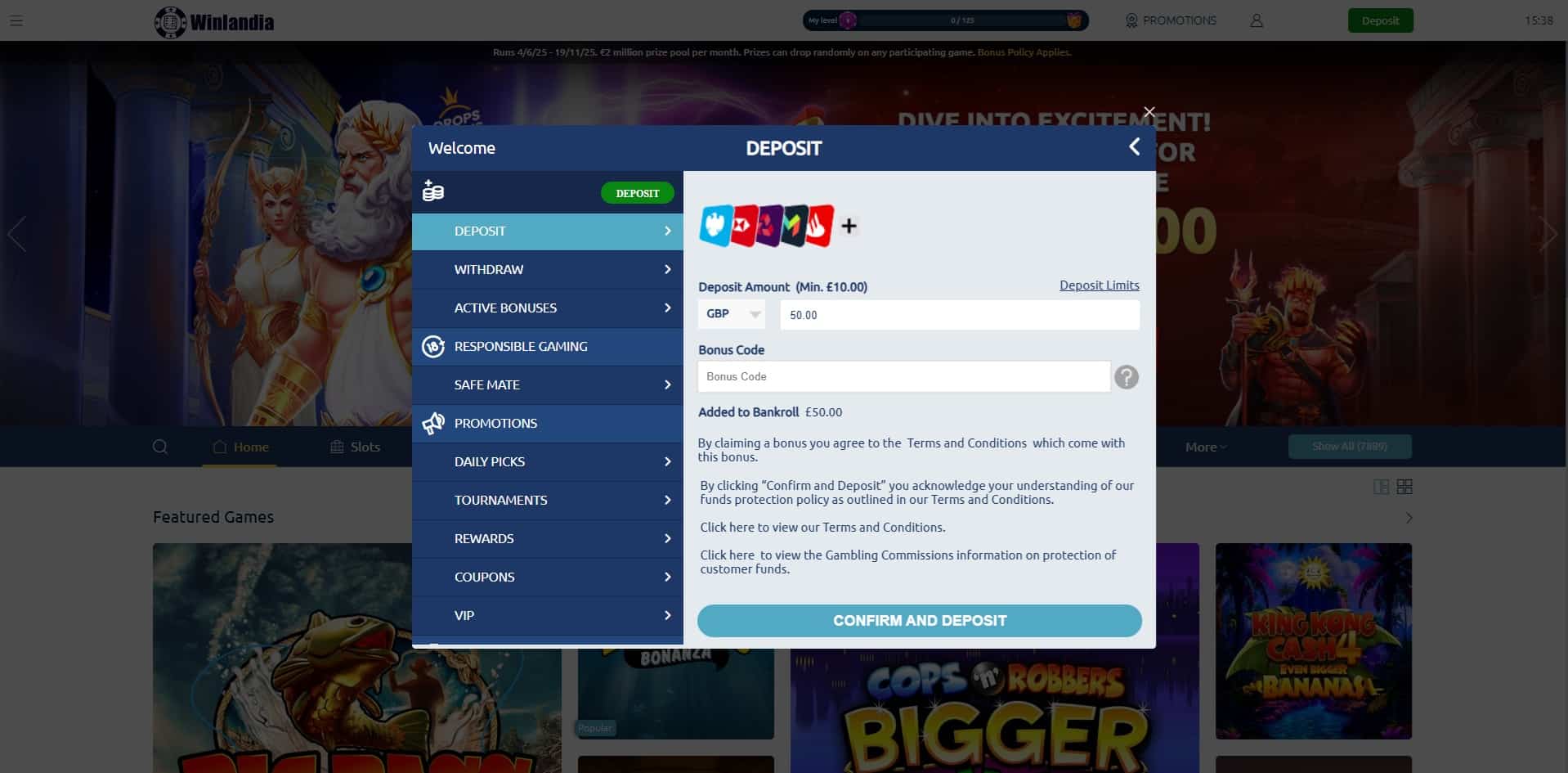 Winlandia payment page