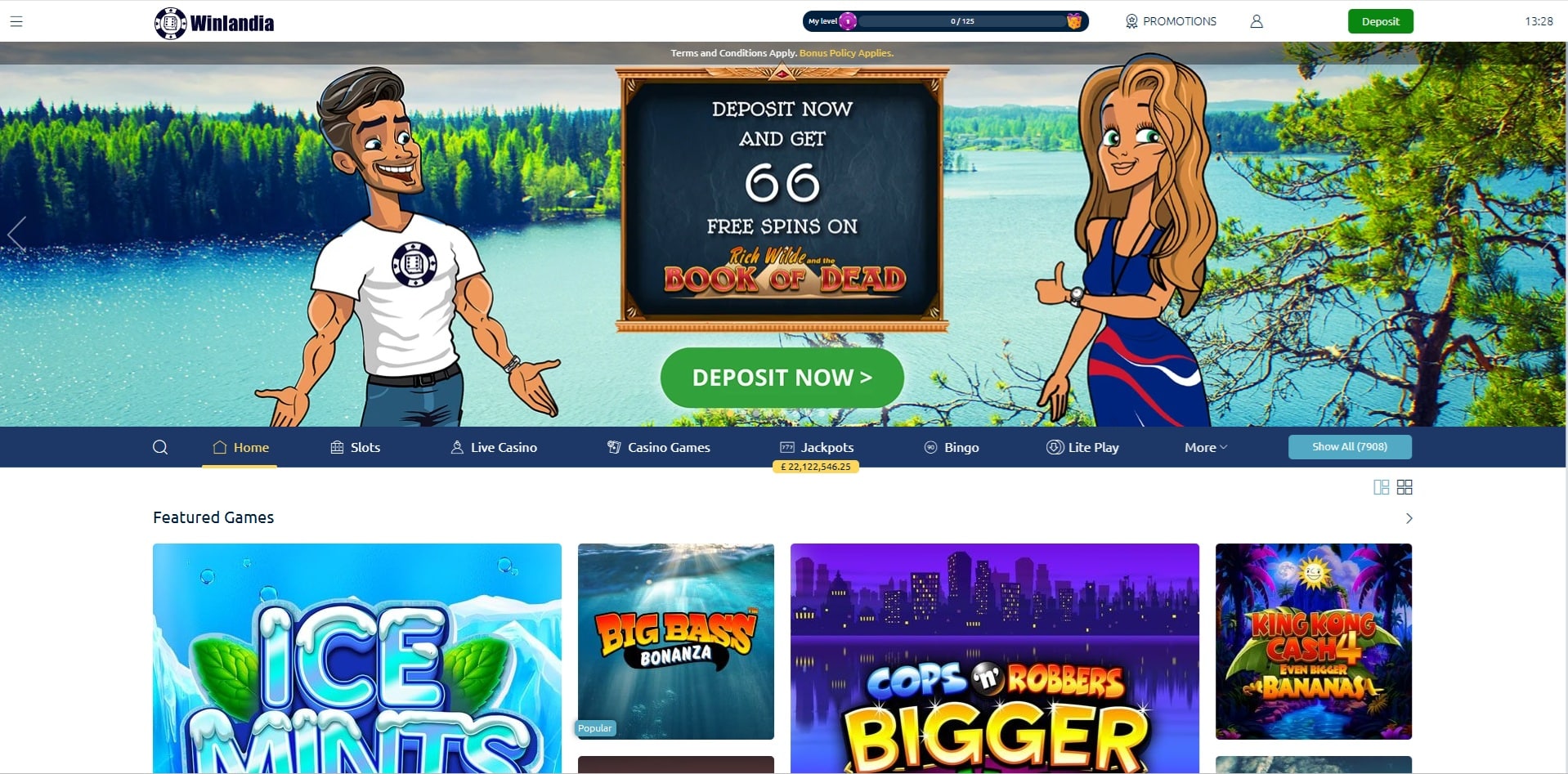 Winlandia Casino home page