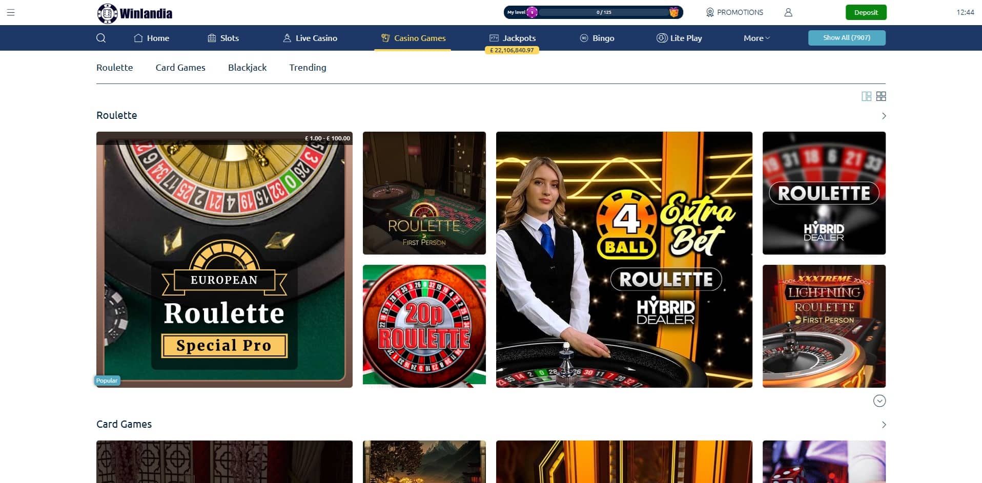 Table casino games at Winlandia Casino