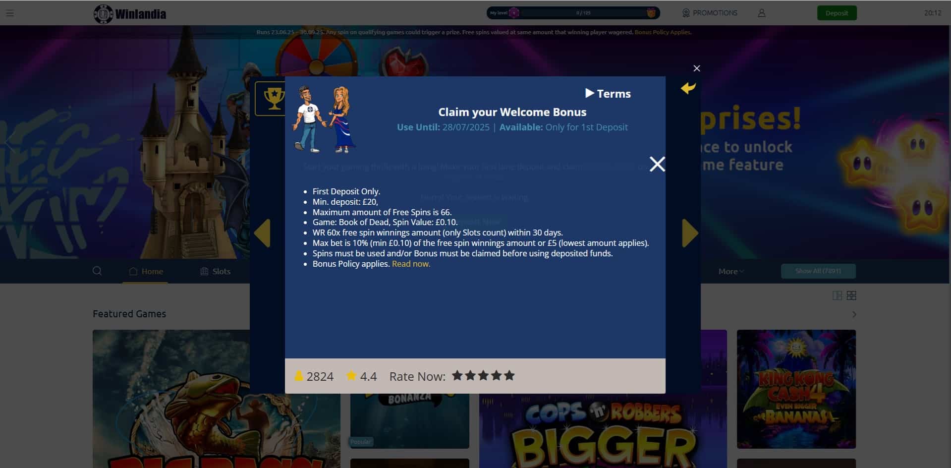 Winlandia Casino welcome bonus
