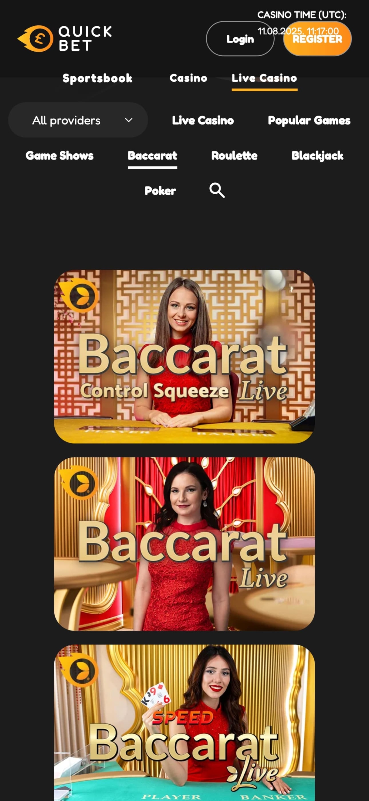 Quickbet Mobile Live Casino