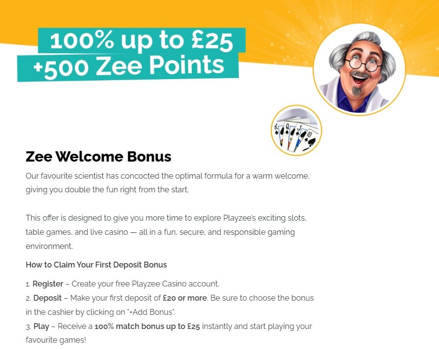 Playzee Casino Welcome offer