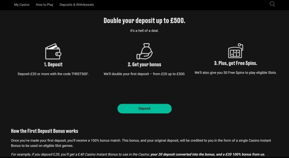PokerStars Casino First Deposit Rewards